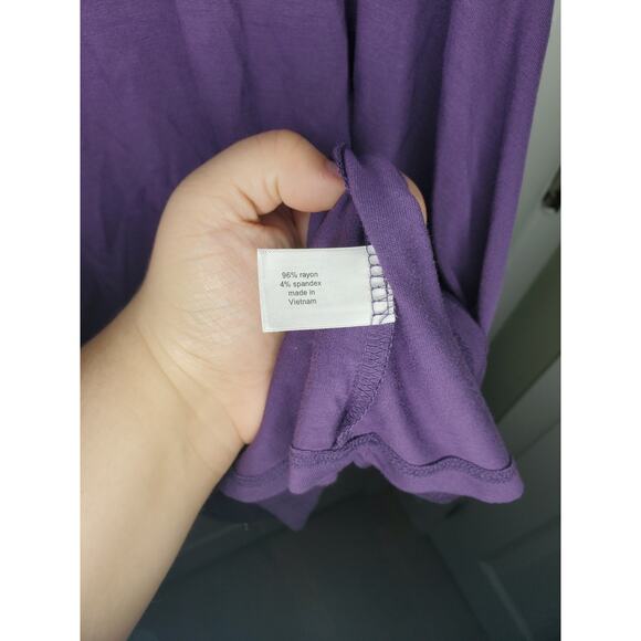 NWT Lane Bryant Purple Cold Shoulder Long Sleeve V-neck Shirt - Picture 4 of 5